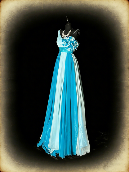 Robe de bal longue princesse trapèze asymétrique en mousseline multicolore à volants, tenue de soirée formelle N981