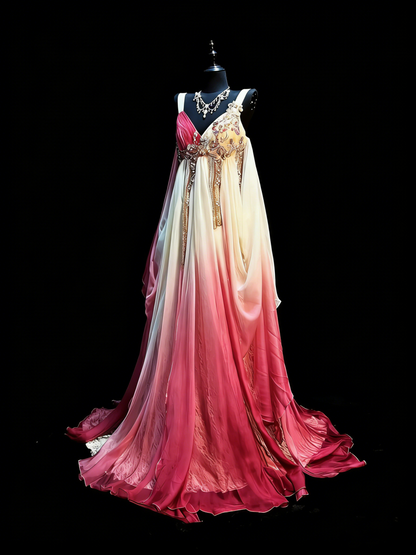 Stunning A Line Spaghetti Straps Multi Colors Chiffon Long Prom Dresses Evening Outfits Formal Dress N994