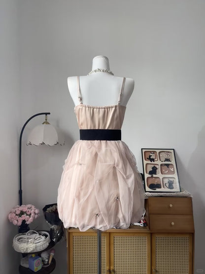 Vintage A Line Spaghetti Strap Pink Chiffon 16th Birthday Homecoming Dress Graduation Outfit RB6786
