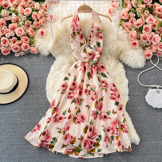 Süßes Blumenkleid, kurz, A-Linie, modisches Kleid RF0374