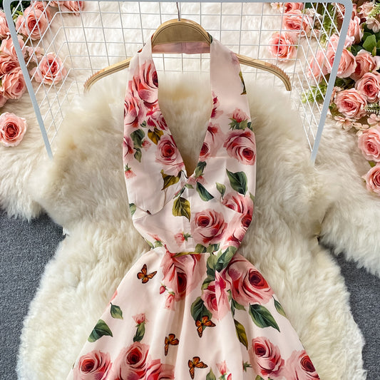 Süßes Blumenkleid, kurz, A-Linie, modisches Kleid RF0374