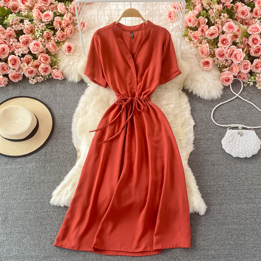 Einfaches Chiffon-A-Linien-Kleid, modisches Kleid RF0372