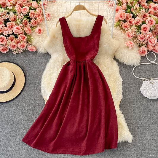 Schönes Cord-A-Linien-Kleid, modisches Kleid RF0367