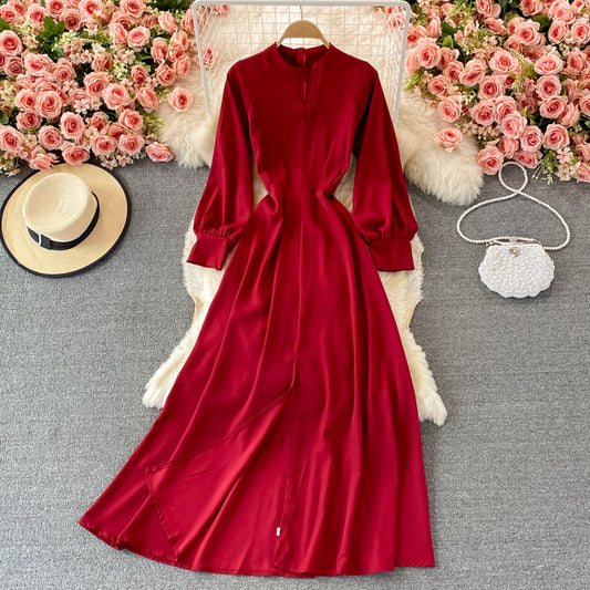 Elegantes Langarm A-Linien Kleid Fashion Dress RF0366