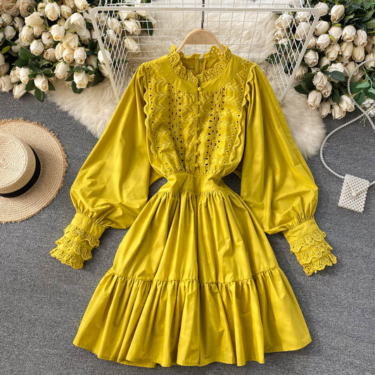 Süßes Langarmkleid aus Spitze, modisches Kleid RF0364