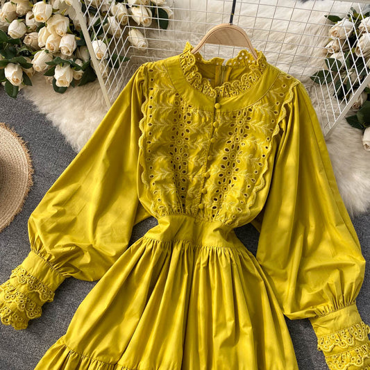 Süßes Langarmkleid aus Spitze, modisches Kleid RF0364