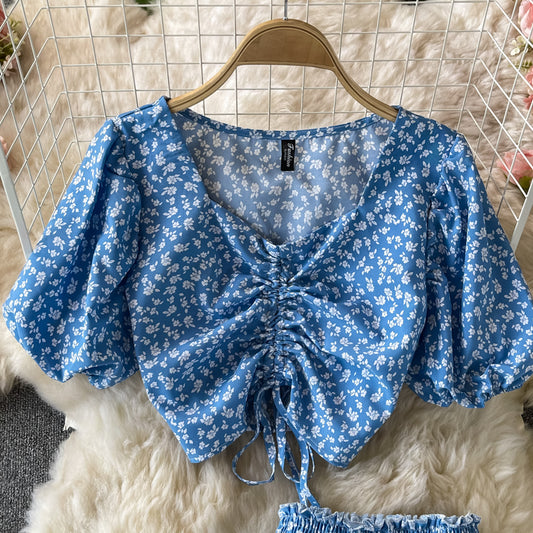Süßes A-Linien-Blumenkleid, zweiteiliges Kleid RF0358