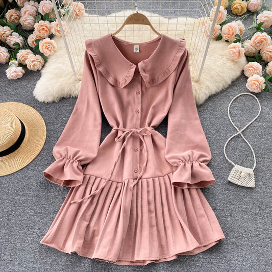 Schönes Langarmkleid in A-Linie, modisches Kleid RF0357