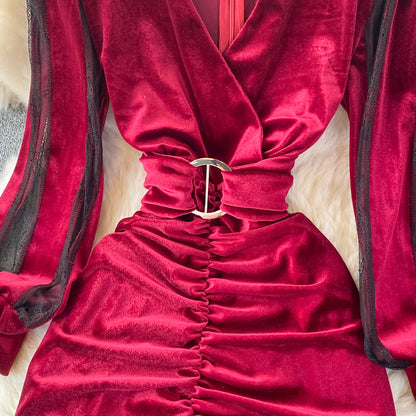 Sexy V-neck Dress With Hip Slits RF0322