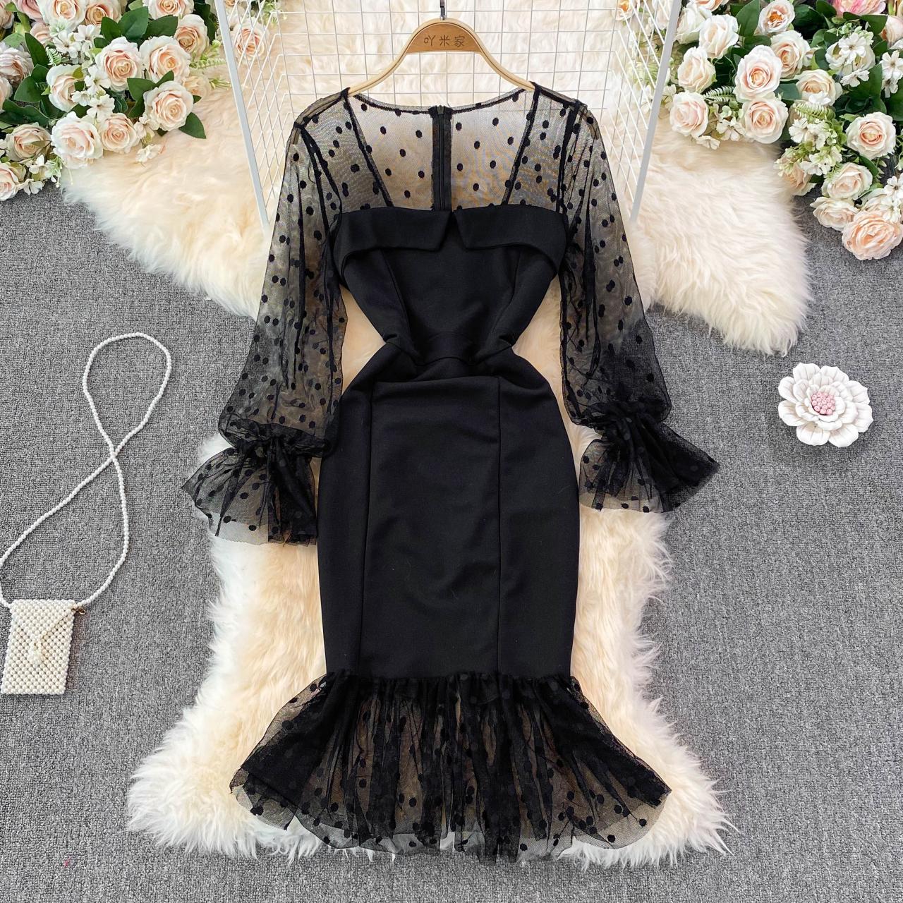 Robe courte sexy à manches longues et à la mode RF0229