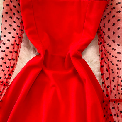 Robe élégante à manches longues et coupe trapèze, transparente, RF0227
