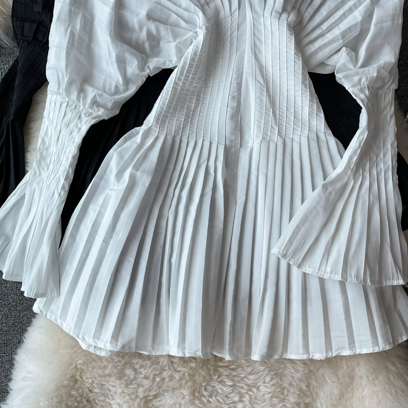 Robe unique à manches longues et col en V, robe tendance RF0226