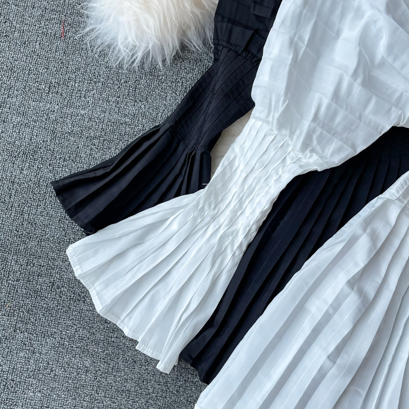 Robe unique à manches longues et col en V, robe tendance RF0226