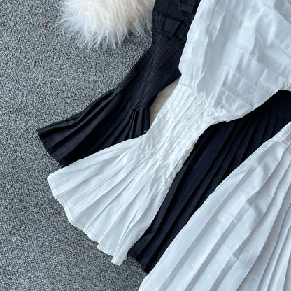 Robe unique à manches longues et col en V, robe tendance RF0226