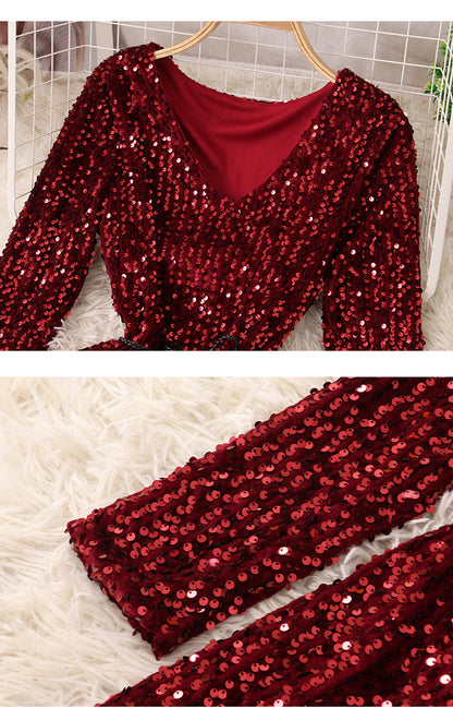 Robe courte à paillettes brillantes, robe tendance RF0224
