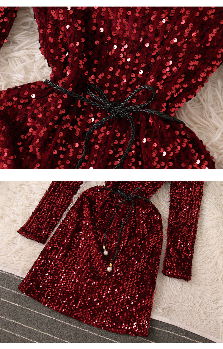 Robe courte à paillettes brillantes, robe tendance RF0224