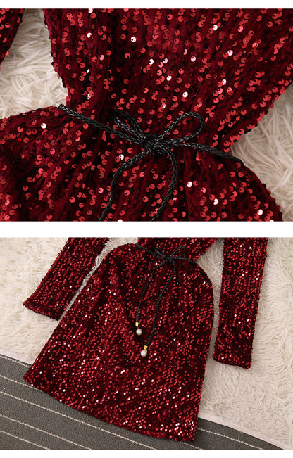 Robe courte à paillettes brillantes, robe tendance RF0224