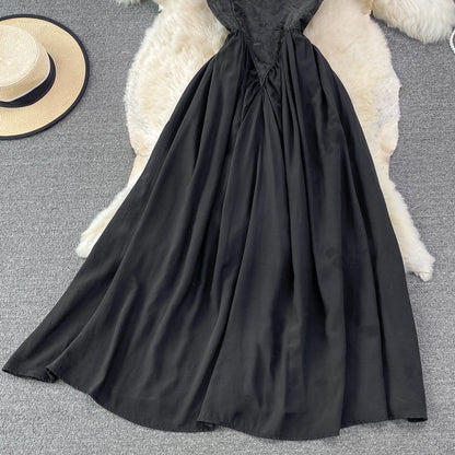 Jolie robe trapèze noire, robe tendance noire RF0220