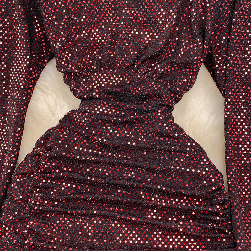 Robe sexy à manches longues et col en V avec paillettes, robe tendance RF0214