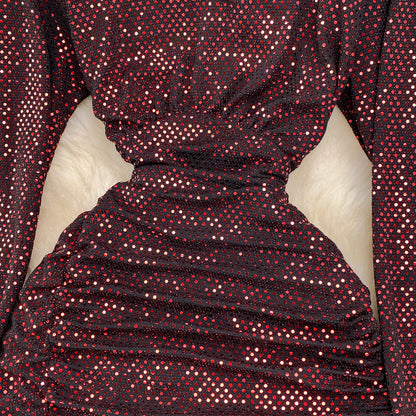 Robe sexy à manches longues et col en V avec paillettes, robe tendance RF0214