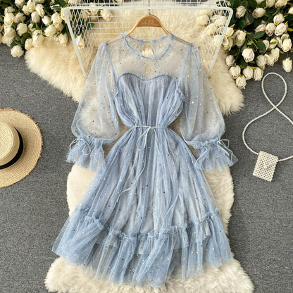 Robe mignonne à manches longues en tulle, robe tendance RF0207