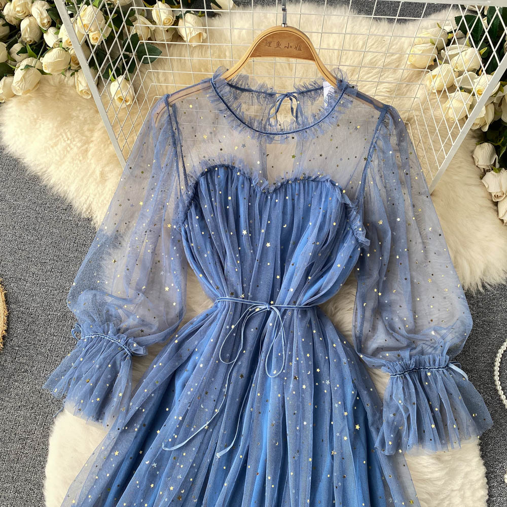 Robe mignonne à manches longues en tulle, robe tendance RF0207