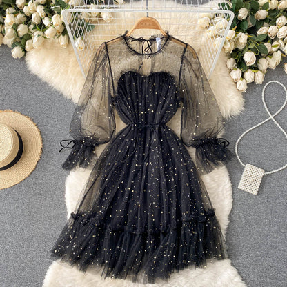 Robe mignonne à manches longues en tulle, robe tendance RF0207