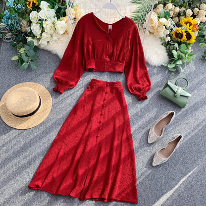 Robe deux pièces mignonne à manches longues, robe tendance RF0202