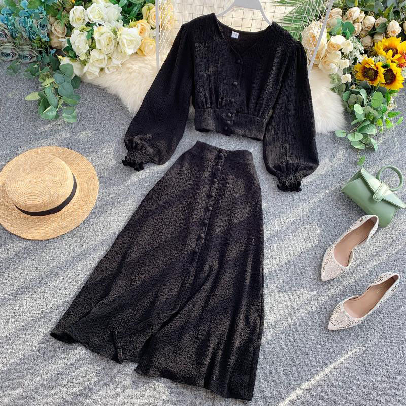 Robe deux pièces mignonne à manches longues, robe tendance RF0202