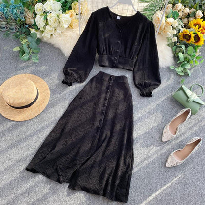 Robe deux pièces mignonne à manches longues, robe tendance RF0202