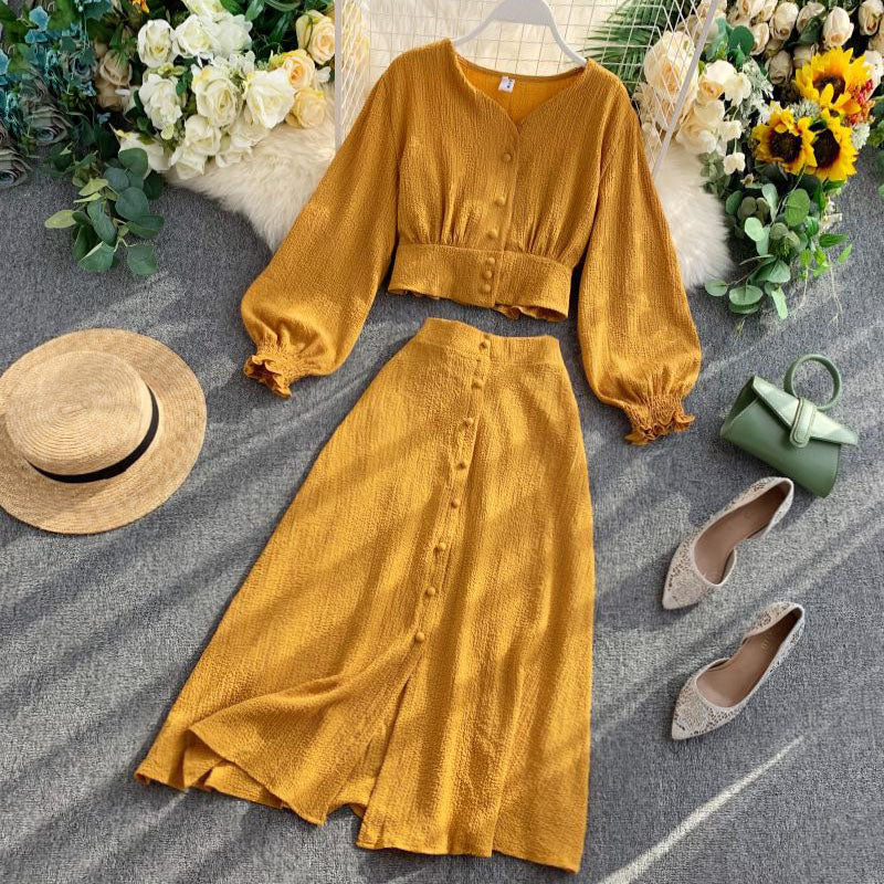 Robe deux pièces mignonne à manches longues, robe tendance RF0202