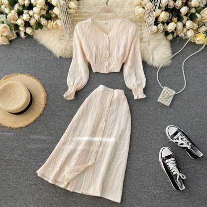 Robe deux pièces mignonne à manches longues, robe tendance RF0202