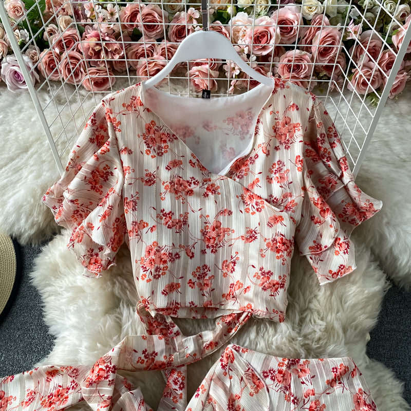 Robe deux pièces imprimée mignonne, robe tendance RF0201