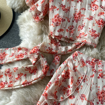 Robe deux pièces imprimée mignonne, robe tendance RF0201