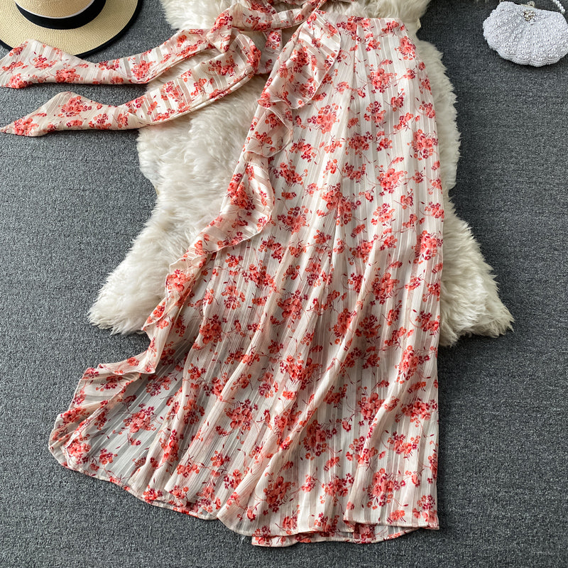 Robe deux pièces imprimée mignonne, robe tendance RF0201