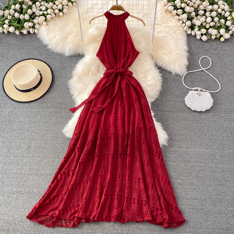 Robe trapèze élégante en dentelle à épaules dénudées, robe tendance RF0200