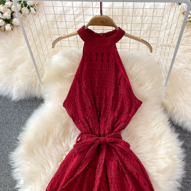 Robe trapèze élégante en dentelle à épaules dénudées, robe tendance RF0200