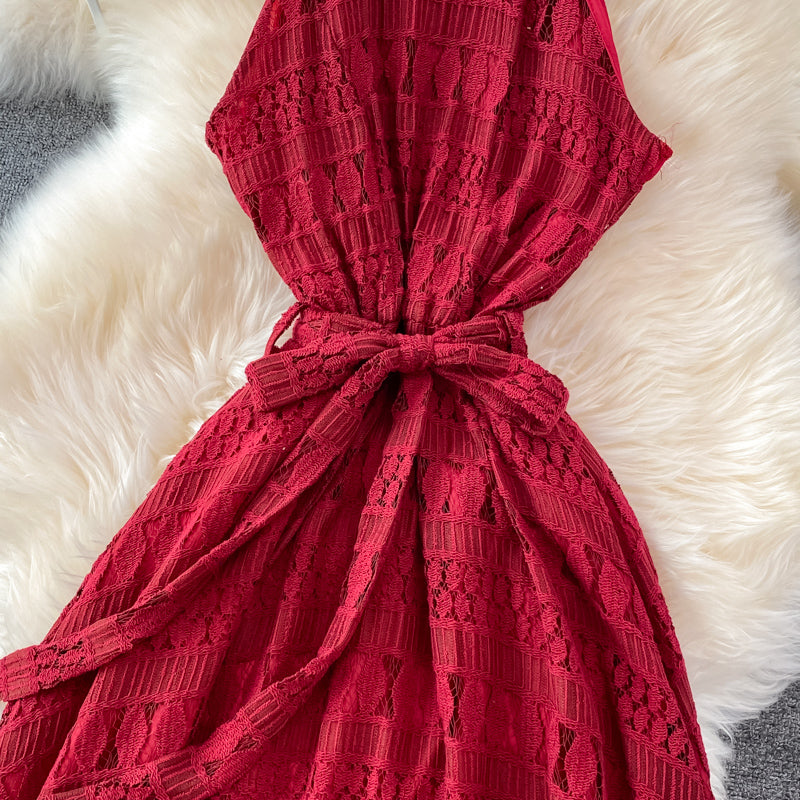 Robe trapèze élégante en dentelle à épaules dénudées, robe tendance RF0200