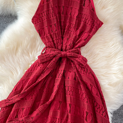 Robe trapèze élégante en dentelle à épaules dénudées, robe tendance RF0200