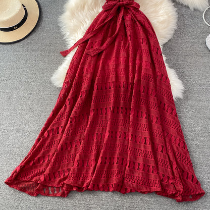 Robe trapèze élégante en dentelle à épaules dénudées, robe tendance RF0200