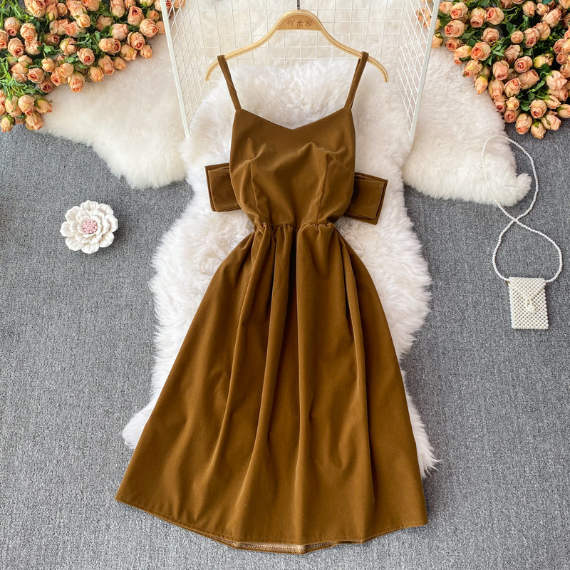Robe dos nu en velours avec nœud mignon, robe tendance RF0190