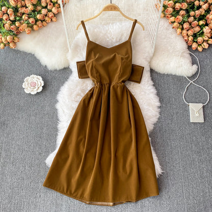 Robe dos nu en velours avec nœud mignon, robe tendance RF0190