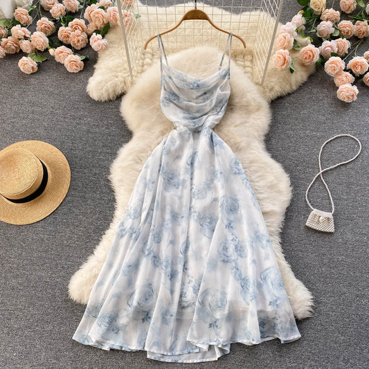 Süßes Chiffon-Blumenkleid A-Linie Fashion Kleid RF0057