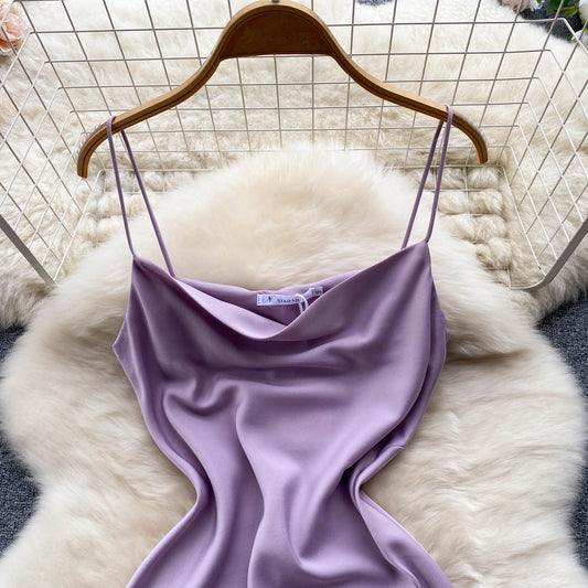 Lila Satin Modekleid RF0052
