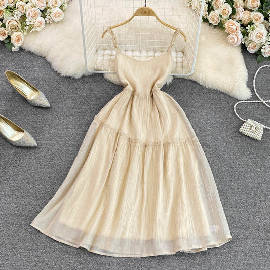Champagner A-Linie Kurzes Kleid Modekleid RF0050