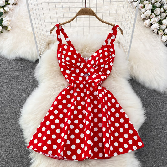 Sexy A-Linie V-Ausschnitt Polka-Dot Kleid Fashion Kleid RF0045