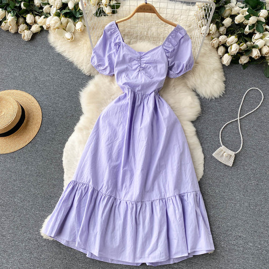Lila A-Linie Kurzes Kleid Modekleid RF0043