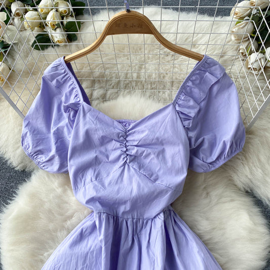 Lila A-Linie Kurzes Kleid Modekleid RF0043