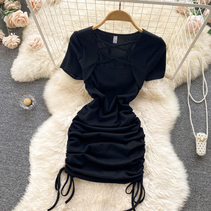 Einfaches Kleid mit Kordelzug RF0039