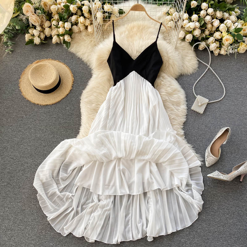 Einfaches V-Ausschnitt Kurzes Kleid Modekleid RF0036